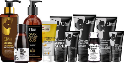 Qraa Men Charcoal Kit | Combo Pack of 10 Products(10 Items in the set)
