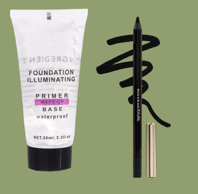 DYSOKAYO makeup combo waterproof primer with charcoal black smudge proof kajal(2 Items in the set)