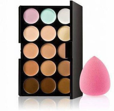Lenon 15 Colors Contour Concealer Palette+ 1 Beauty Flawless Makeup Blender Puff(2 Items in the set)