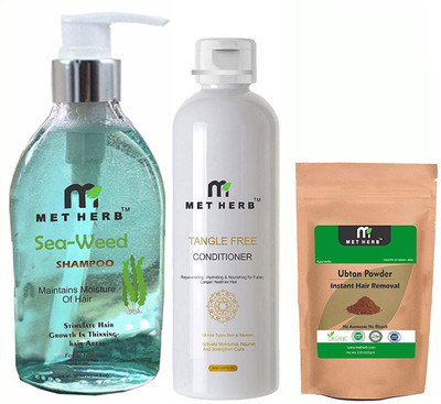 Metherb Sea weed Shampoo -300ml & Tangle Free Conditioner -200ml & Ubtan powder-20g(3 Items in the set)