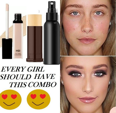 GABBU ORIGINAL MAKEUP FIXER AFTER MAKEUP SETTING SPRAY COMBO WITH MAKEUP BASE GEL PRIMER CONCEALER(3 Items in the set)