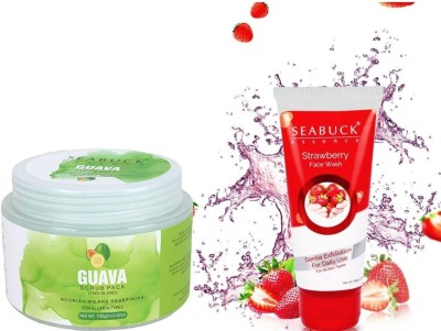 Seabuck Essence Guava Scrub Pack (100g) and Strawberry For Daily Use Face Wash(2 Items in the set)