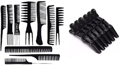 Zailie 10 pcs. Comb With Set Of 6 hair Styling Clips(16 Items in the set)