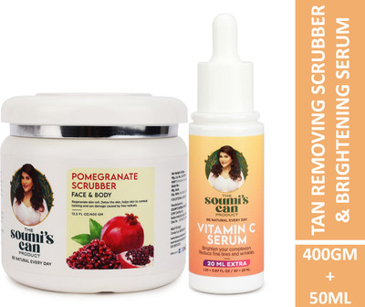 The Soumi's Can Product POMEGRANATE SCRUBBER FACE & BODY (400GM) & VITAMIN C SERUM (50ML)(2 Items in the set)