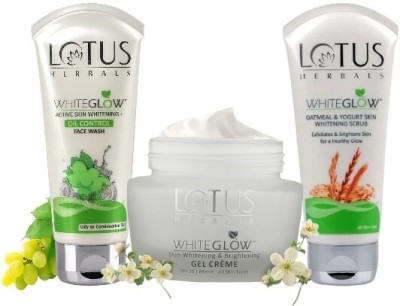 LOTUS HERBALS WhiteGlow Gel Creme Oil Control Facewash With Oatmeal Yogurt Scrub (3 Items in the set)(3 Items in the set)