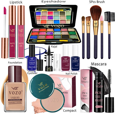 VOZO Makeup Combo Kit One-stop Beauty Package for Beginners and Professionals 290(15 Items in the set)