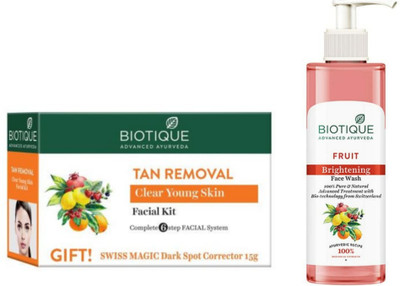 BIOTIQUE Tan Removal Facial Kit & Fruit Face Wash 200 ml (2 Items in the set)