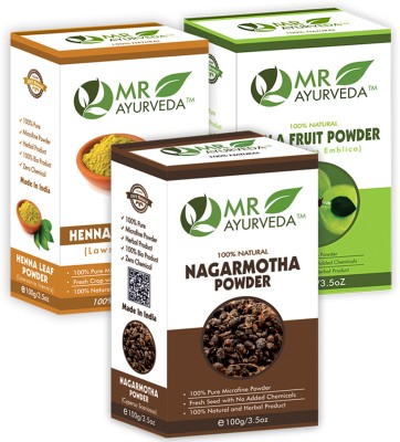 MR Ayurveda Nagarmotha Powder, Henna Powder and Amla Powder(3 Items in the set)