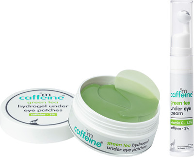 mCaffeine Green Tea Under Eye Cream (15 ml) + Green Tea Hydrogel Under Eye Patches(2 Items in the set)
