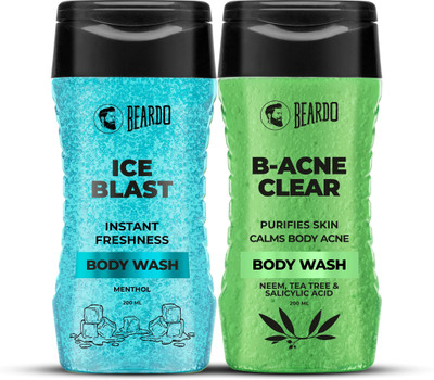 BEARDO Ice Blast Body wash & B-Acne Clear Body Wash 200 ml Each | Skin Purification(2 Items in the set)