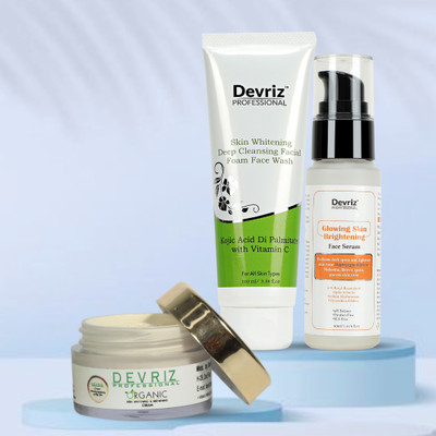 DEVRIZ PROFESSIONAL Day Serum & Night Cream With Skin Brightening Face wash(3 Items in the set)