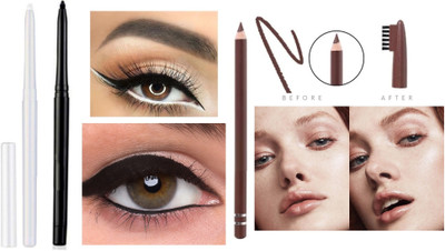 Libline Creamy EyeBrow Pencil ,Water Proof Black/white Crayon kajal(3 Items in the set)