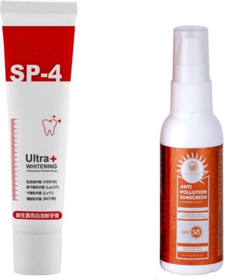 Bingeable Sp-4 Ultra Whitening Toothpaste: Natural & Effective Teeth 30Gram + Crynn SPF 50+ Sunscreen Sun Protection Lotion(2 Items in the set)