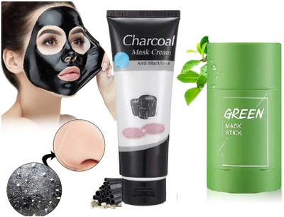 DYSOKAYO Face Cleansing Mud Mask Stick Green Tea & Charcoal tube(2 Items in the set)