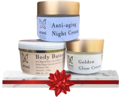 Avani Skincare Homemade Body Butter Made From Pure Shea & Cocoa Butter Body Butter (50Gm) | Golden Face Glow Cream (50Gm) & Night Cream (50Gm) | For Women | Combo (Pack Of 3)(3 Items in the set)