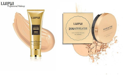 Luipui Age Defying Foundation, 2 in 1 Prime & Fine Compact Powder / Long lasting, waterproof- (80g+30g)(2 Items in the set)