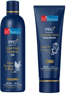 Dr Batra's PRO+ Hair Fall Control Oil -200ml and PRO+Instant Glow Face Wash-100 g(2 Items in the set)
