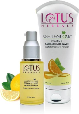 LOTUS HERBALS WhiteGlow Vitamin-C FaceWash & Gold Serum(2 Items in the set)