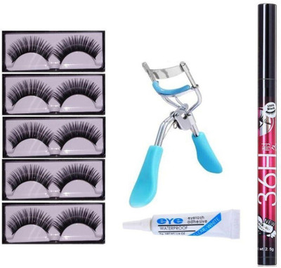 RTB FALSE EYELASH 5 PAIR, EYELASH CURLER, EYELASH GLUE, PEN EYELINER(8 Items in the set)