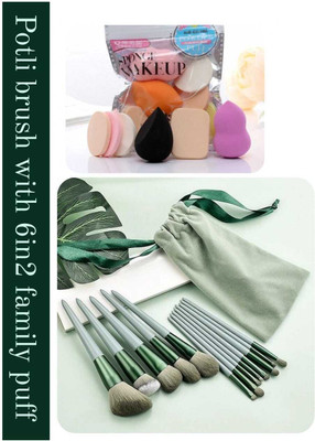 asija makeovers 13 Pcs Makeup Brushes For Eyeshadow And Foundation Brush Set & 6IN1 makeup puff(19 Items in the set)