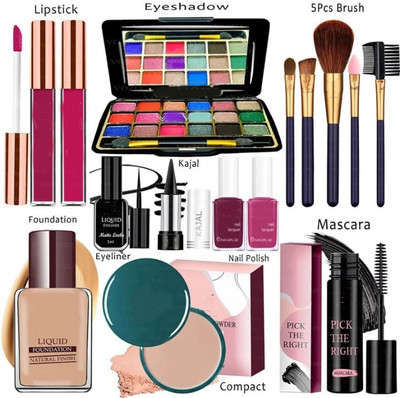 GLOW IT Makeup Combo Kit One-stop Beauty Package for Beginners and Professionals 153(15 Items in the set)