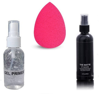 NADJA LONG LASTING MAKEUP MAKEUP FIXER, GEL PRIMER & BEAUTY BLENDER COMBO(3 Items in the set)