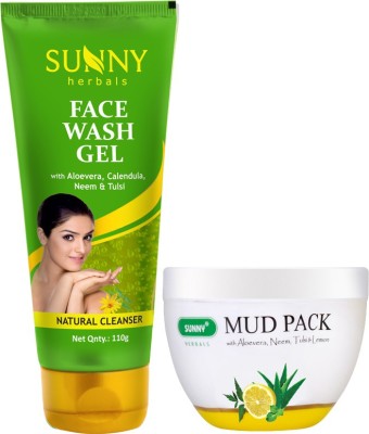 Sunny Herbals Face Wash Gel (With Neem And Tulsi)-110gm and Mud Pack-150 Gm(2 Items in the set)