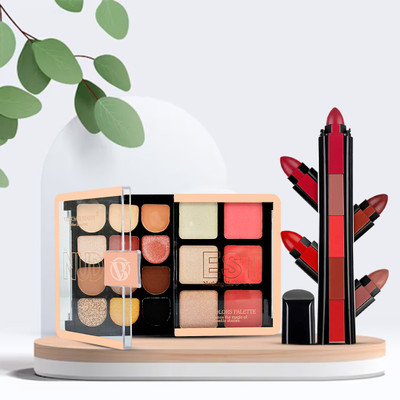 adbeni Glam Fusion Eyeshadows Highlighter Blusher & 5 in 1 Lipstick(2 Items in the set)
