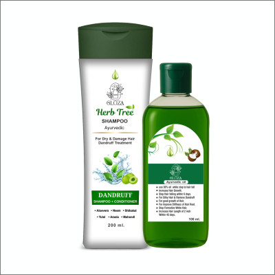gloza Ayurvedic with 51 Herbs Hair Oil and Shampoo For Dandruff and Hair Fall Control 100ml Oil and 200ml shampoo(2 Items in the set)
