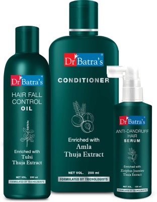 Dr Batra's Anti Dandruff Hair Serum, Conditioner - 200 ml and Hair Fall Control Oil- 200 ml         (3 Items in the set)
