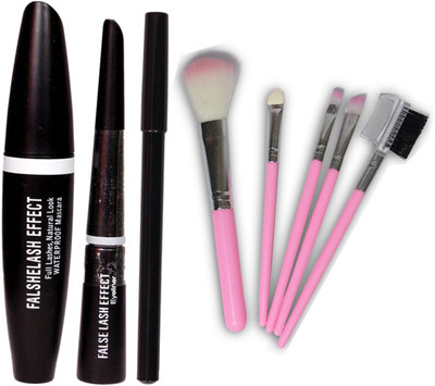 SumSh Eyebrow Pencil With Eyeliner and Mascara (3 IN 1), 5 Pcs. Makeup Brush Set(8 Items in the set)