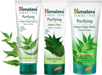 HIMALAYA PURIFYING NEEM FACE WASH 150ML + FACE SCRUB 100G + FACE PACK 100G(3 Items in the set)