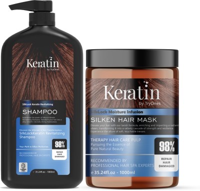 Tryones SilkLock Keratin Revitalizing Shampoo & Moisture Infusion Hair Mask Combo-Kit (2L)(2 Items in the set)