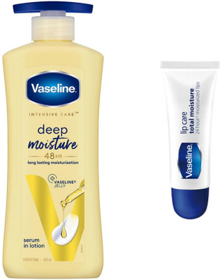 Vaseline Deep moisturiser 400ml lotion & lipbalm 10gm Set of 2(2 Items in the set)