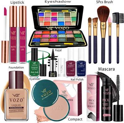 VOZO Makeup Combo Kit One-stop Beauty Package for Beginners and Professionals 171(15 Items in the set)