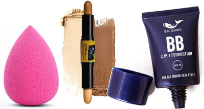 BLUEMERMAID FACE MAKEUP COMBO KIT BB FOUNDATION & CONTOUR STICK WITH BLENDER MATTE FINISH MAKEUP(3 Items in the set)