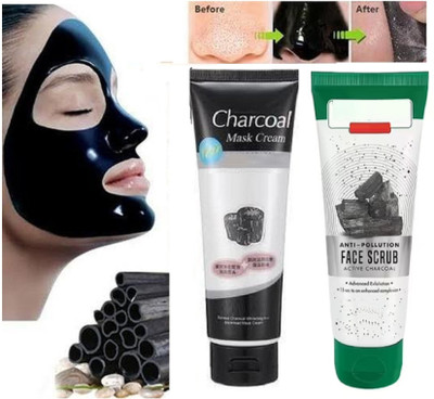 REIMICHI Face Tech Anti Blackhead Peel Off Charcoal Face Mask & Active Charcoal Anti Face scrub(2 Items in the set)
