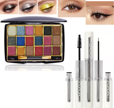Facejewel Shimmer Eyeshadow Palette With Eyeliner Mascara 2in1(2 Items in the set)