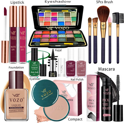 VOZO Makeup Combo Kit One-stop Beauty Package for Beginners and Professionals KT-563(15 Items in the set)