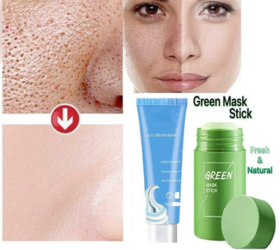 Latixmat FACE CLEANSING GREEN STICK MUD MASK WITH SKIN BRIGHTENING ICECREAM GEL MASK(2 Items in the set)