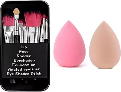 WEEPER 7 Pcs Soft Bristle Makeup Brush & 2 Pcs Makeup Blender Sponges Puff(2 Items in the set)