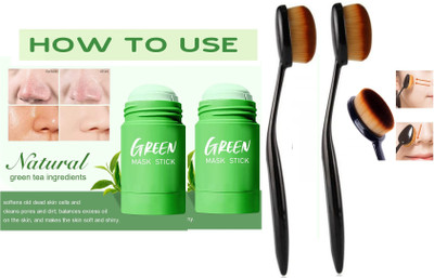 THTC Best Green Tea Cleansing Whiteheads & Oil Control Mask Stick With Foundation Blending Brush(4 Items in the set)