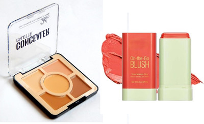 nn 24hrs stay Concealer Palette, 5 Shades, Creamy Texture, easy to use perfect With Multi Blusher Stick Easy To Use(2 Items in the set)