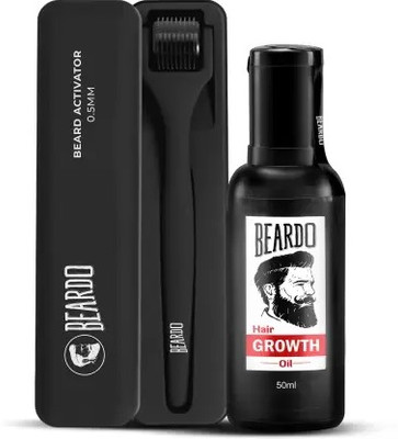 BEARDO Hair Growth Oil | BEARD GROWTH Duo Booster | Activator Roller for Men 0.5 mm(2 Items in the set)