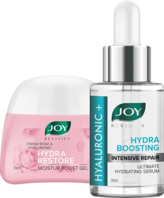 Joy Revivify Hyaluronic+ Hydra Boosting Ultimate Face Serum 30ml | Revivify Fresh Rose Moistur Boost Face Gel 50ml ( Combo Pack )(2 Items in the set)