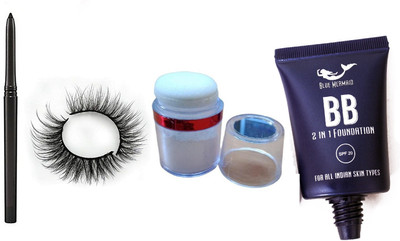 SEUNG PROFESSIONAL 2IN1 FOUNDATION WITH 3D EYELASHES & KAJAL & SILVER HIGHLIGHTER(4 Items in the set)