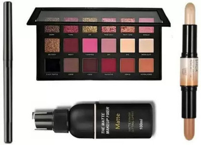 Toberer Kajal & Fixer & Rose Gold Eye Shadow Pallete & Contour Stick Highlighter(4 Items in the set)