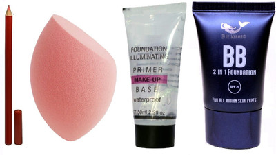 BLUEMERMAID PROFESSIONAL LOOK FOUNDATION + RED PENCIL + MAKEUP BLENDER + TUBE PRIMER COMBO(4 Items in the set)