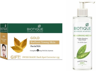 BIOTIQUE Gold Facial Kit & Morning Nector Face Wash 200 ml  (2 Items in the set)