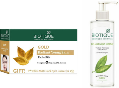 BIOTIQUE Gold Facial Kit & Morning Nector Face Wash 200 ml (2 Items in the set)